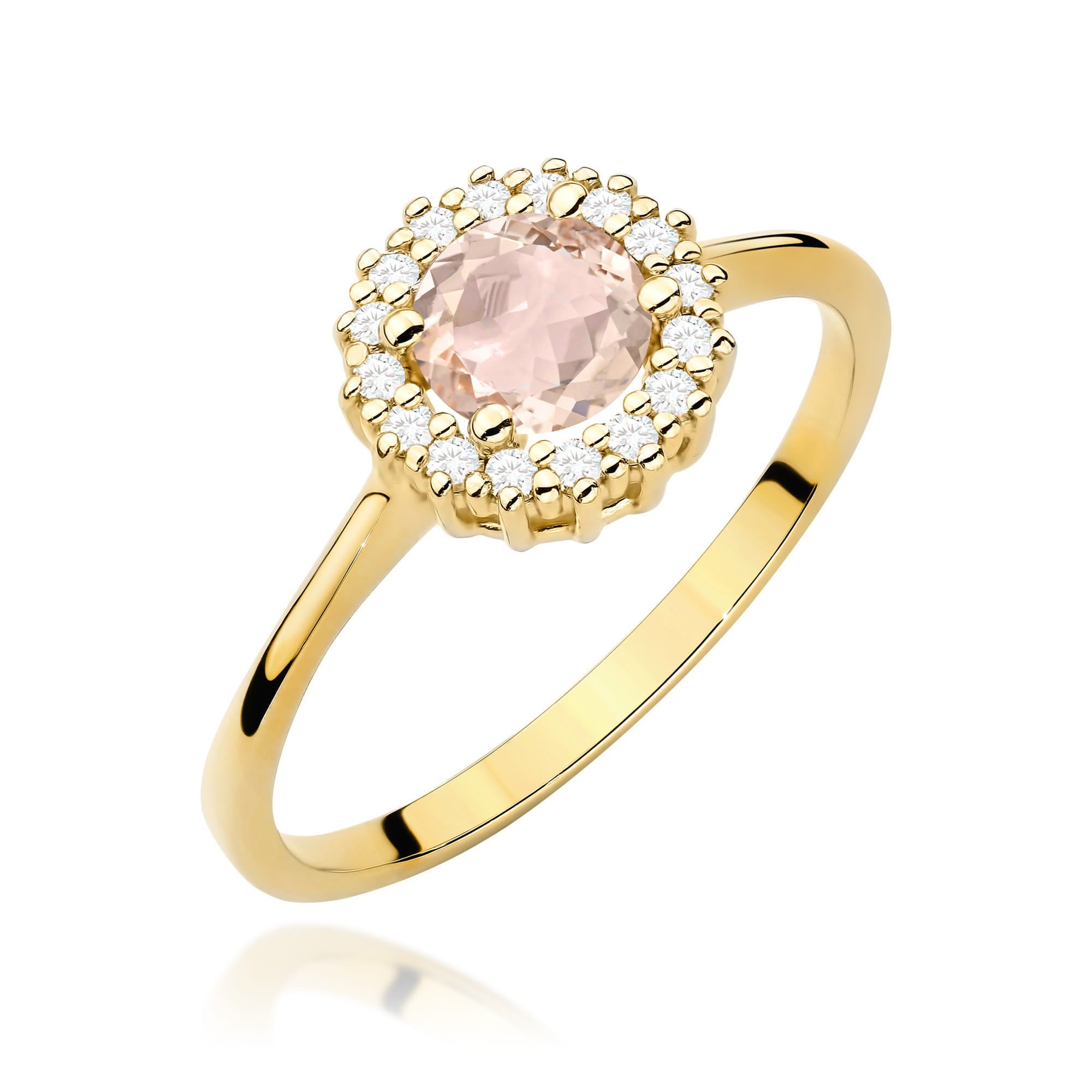 W0572.Z3.MOP_.01_1.jpg Inel Aur 14K cu Morganit 0.40 ct si Diamante Naturale 0.14 ct - Imagine 1