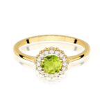 Inel Aur 14K cu Peridot 0.60 ct si Diamante Naturale 0.14 ct - Imagine 2
