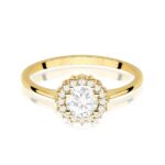 Inel Aur 14K cu Safir Alb 0.60 ct si Diamante Naturale 0.14 ct - Imagine 2
