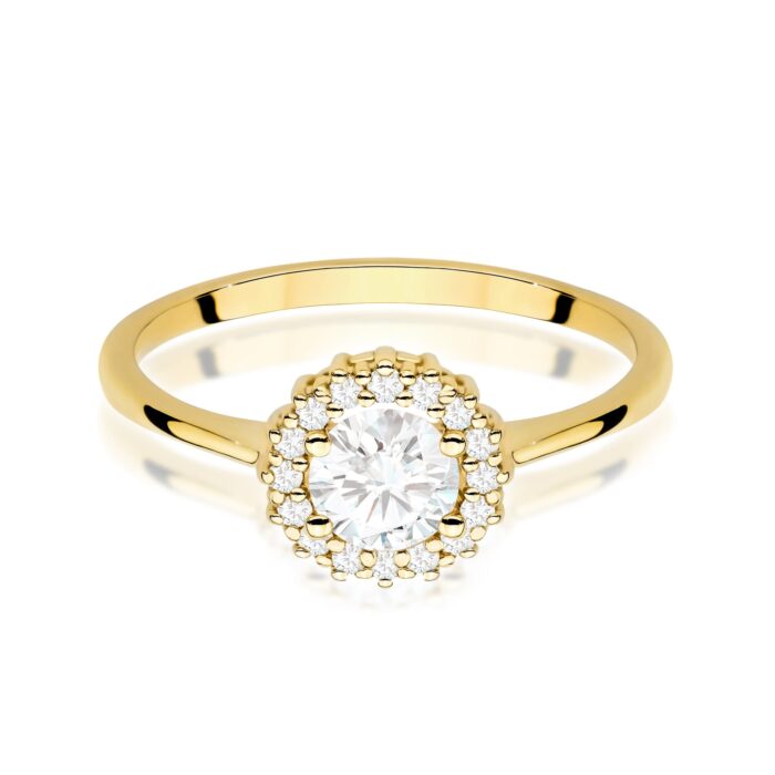 Inel Aur 14K cu Safir Alb 0.60 ct si Diamante Naturale 0.14 ct - Imagine 2