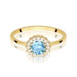 Inel Aur 14K cu Topaz Albastru 0.50 ct si Diamante Naturale 0.14 ct - Imagine 2