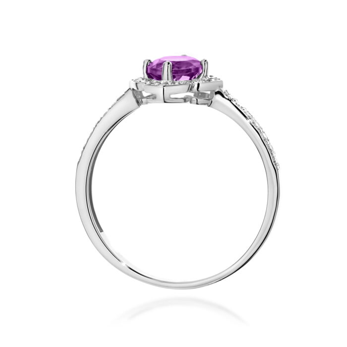 Inel Aur 14K cu Ametist 0.50 ct si Diamante Naturale 0.13 ct - Imagine 6