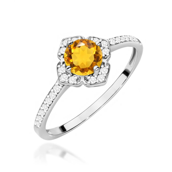Inel Aur 14K cu Citrin 0.50 ct si Diamante Naturale 0.13 ct - Imagine 5