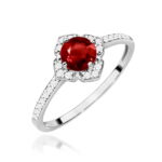 Inel Aur 14K cu Garnet 0.60 ct si Diamante Naturale 0.13 ct - Imagine 5