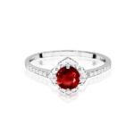 Inel Aur 14K cu Garnet 0.60 ct si Diamante Naturale 0.13 ct - Imagine 6