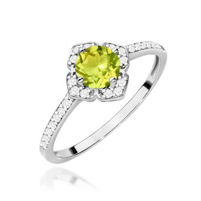 Inel Aur 14K cu Peridot 0.60 ct si Diamante Naturale 0.13 ct - Imagine 5
