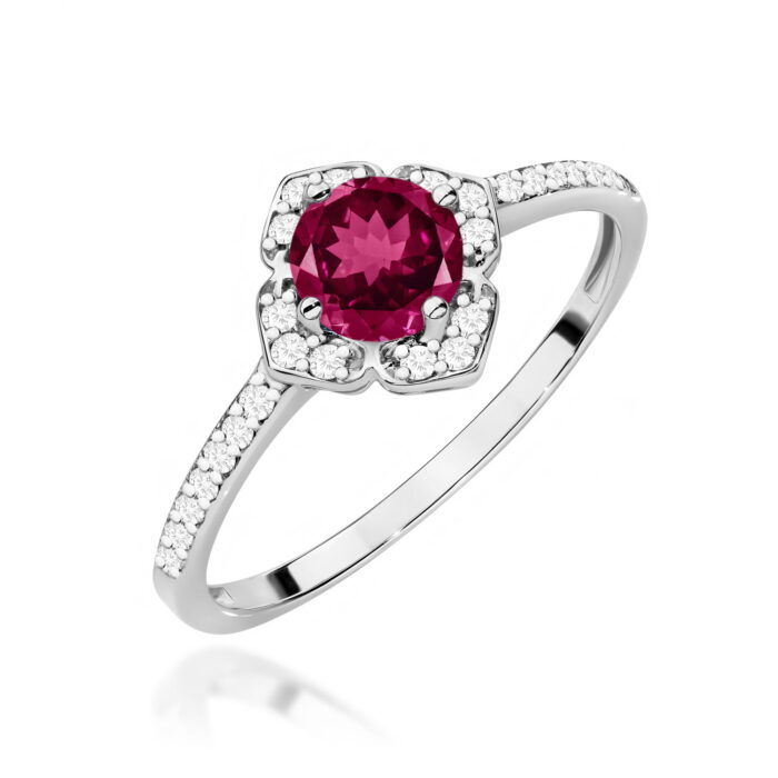Inel Aur 14K cu Rodolit 0.60 ct si Diamante Naturale 0.13 ct - Imagine 5