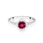 Inel Aur 14K cu Rodolit 0.60 ct si Diamante Naturale 0.13 ct - Imagine 6