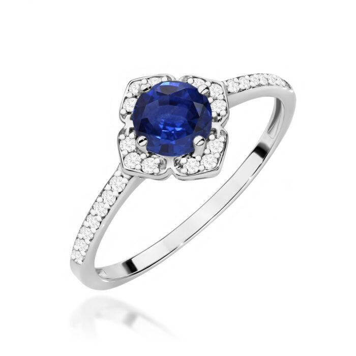 Inel Aur 14K cu Safir 0.50 ct si Diamante Naturale 0.13 ct - Imagine 5