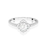 Inel Aur 14K cu Safir Alb 0.60 ct si Diamante Naturale 0.13 ct - Imagine 6