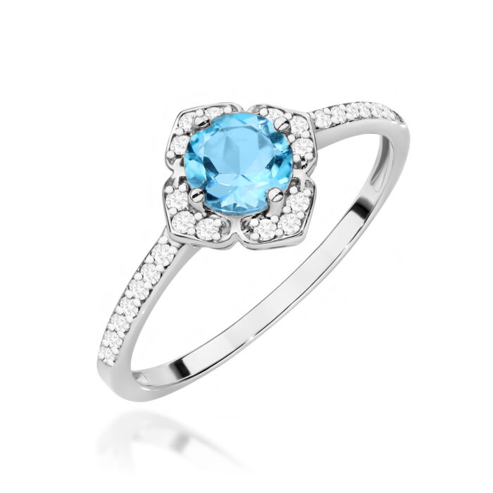 Inel Aur 14K cu Topaz Albastru 0.50 ct si Diamante Naturale 0.13 ct - Imagine 5
