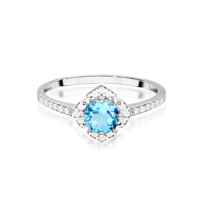 Inel Aur 14K cu Topaz Albastru 0.50 ct si Diamante Naturale 0.13 ct - Imagine 6