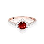 Inel Aur 14K cu Garnet 0.60 ct si Diamante Naturale 0.13 ct - Imagine 10