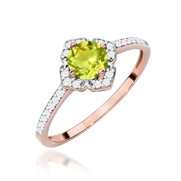 Inel Aur 14K cu Peridot 0.60 ct si Diamante Naturale 0.13 ct - Imagine 9