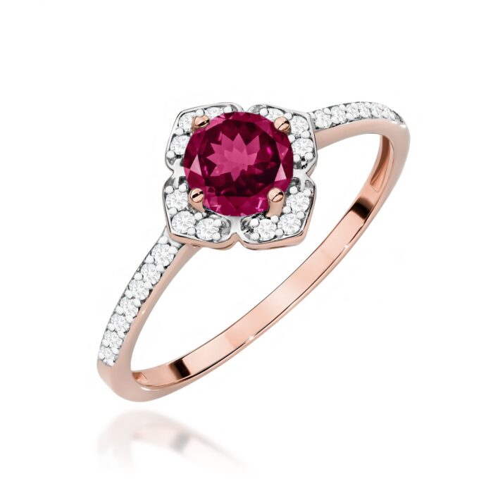 Inel Aur 14K cu Rodolit 0.60 ct si Diamante Naturale 0.13 ct - Imagine 9