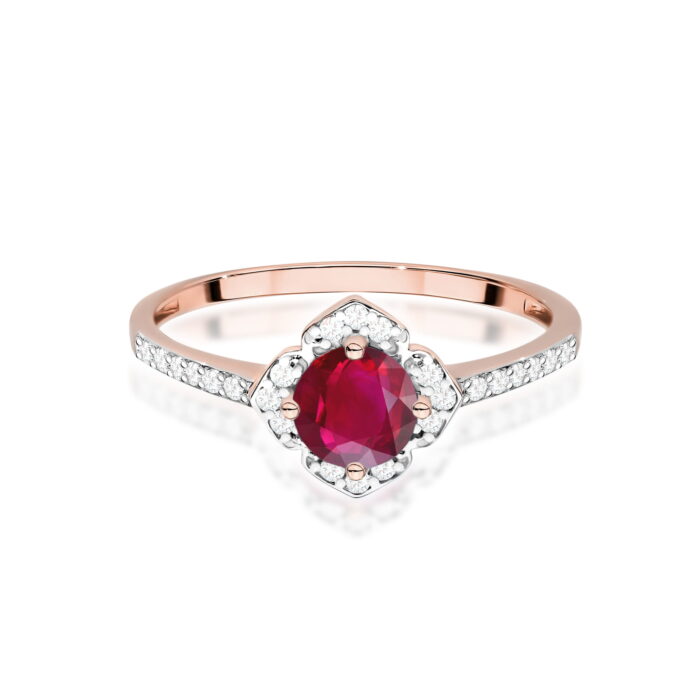 Inel Aur 14K cu Rubin 0.60 ct si Diamante Naturale 0.13 ct - Imagine 10