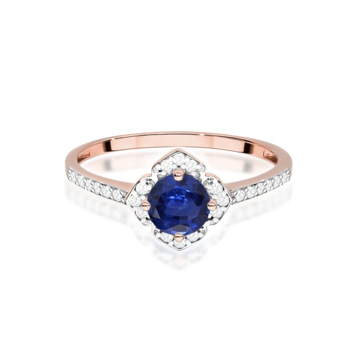 Inel Aur 14K cu Safir 0.50 ct si Diamante Naturale 0.13 ct - Imagine 10