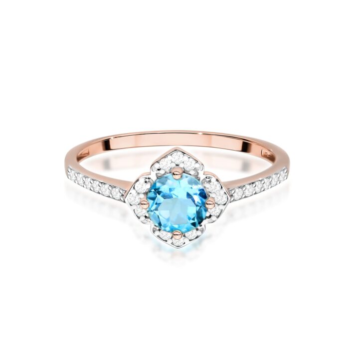 Inel Aur 14K cu Topaz Albastru 0.50 ct si Diamante Naturale 0.13 ct - Imagine 10