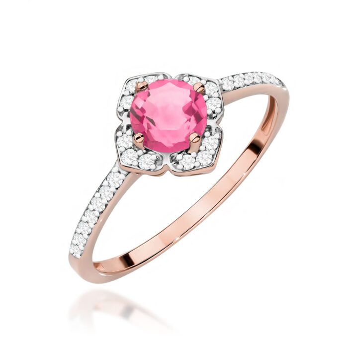 Inel Aur 14K cu Topaz Roz 0.60 ct si Diamante Naturale 0.13 ct - Imagine 9