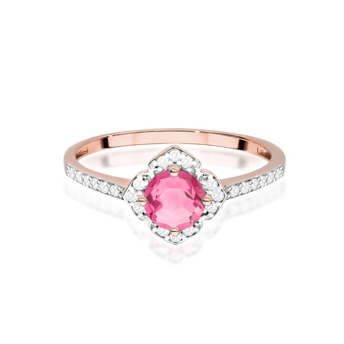 Inel Aur 14K cu Topaz Roz 0.60 ct si Diamante Naturale 0.13 ct - Imagine 10