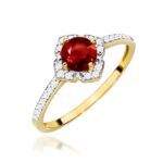 Inel Aur 14K cu Garnet 0.60 ct si Diamante Naturale 0.13 ct