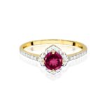 Inel Aur 14K cu Rodolit 0.60 ct si Diamante Naturale 0.13 ct - Imagine 2