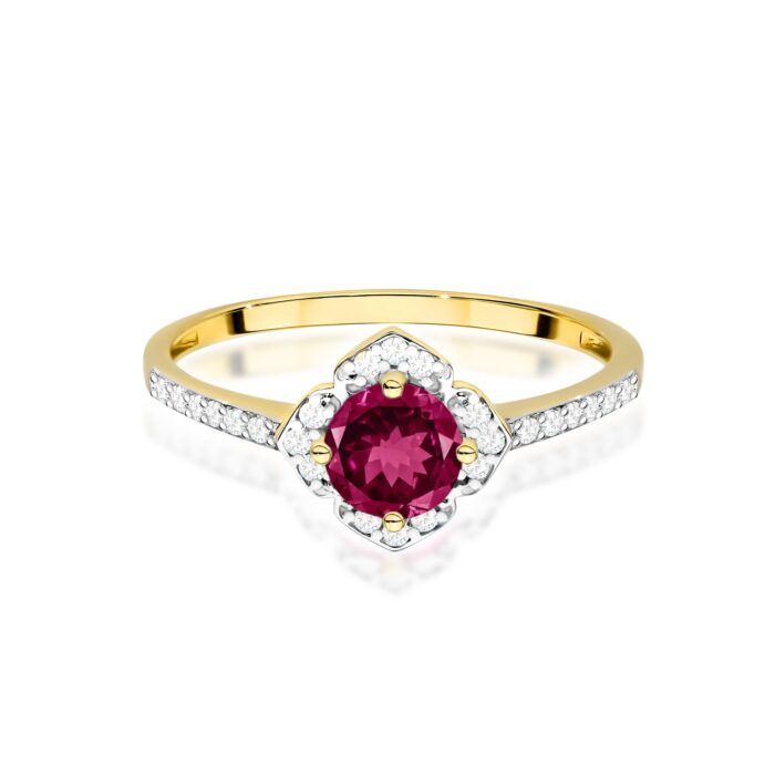 Inel Aur 14K cu Rodolit 0.60 ct si Diamante Naturale 0.13 ct - Imagine 2