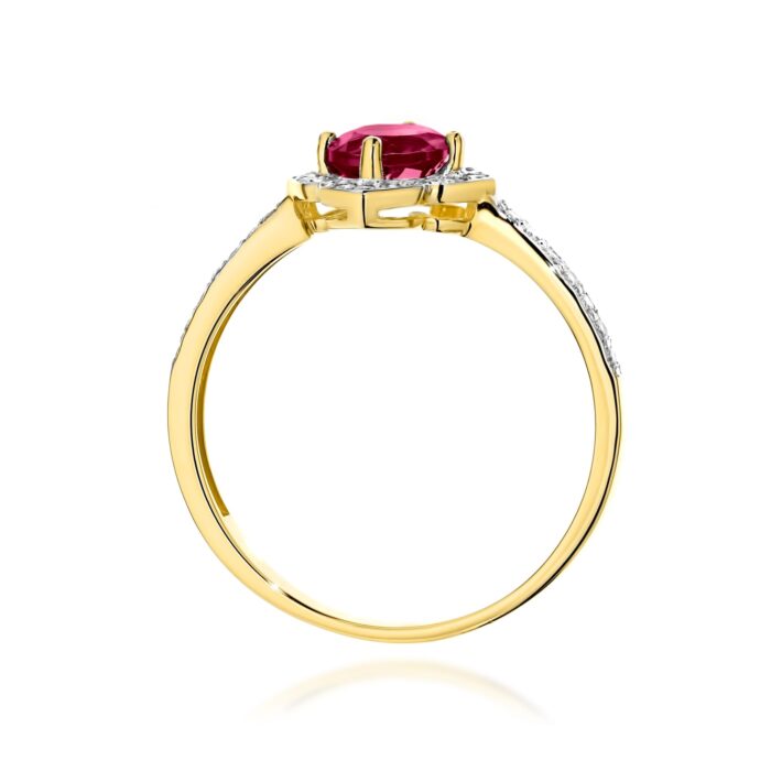 Inel Aur 14K cu Rodolit 0.60 ct si Diamante Naturale 0.13 ct - Imagine 3