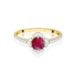 Inel Aur 14K cu Rubin 0.60 ct si Diamante Naturale 0.13 ct - Imagine 2