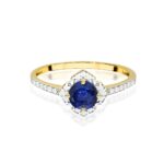 Inel Aur 14K cu Safir 0.50 ct si Diamante Naturale 0.13 ct - Imagine 2