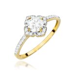 Inel Aur 14K cu Safir Alb 0.60 ct si Diamante Naturale 0.13 ct