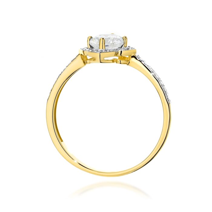 Inel Aur 14K cu Safir Alb 0.60 ct si Diamante Naturale 0.13 ct - Imagine 3