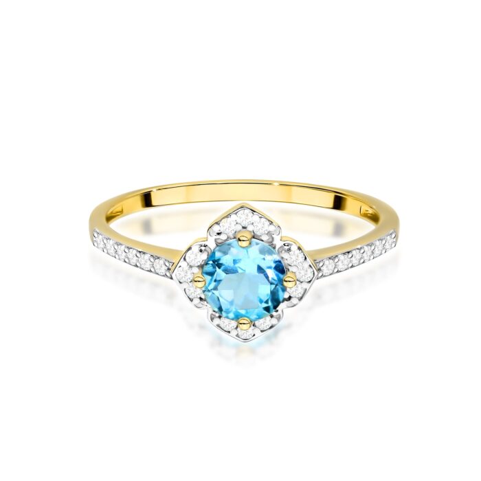 Inel Aur 14K cu Topaz Albastru 0.50 ct si Diamante Naturale 0.13 ct - Imagine 2