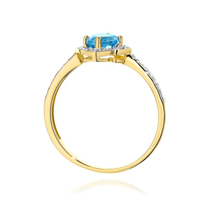 Inel Aur 14K cu Topaz Albastru 0.50 ct si Diamante Naturale 0.13 ct - Imagine 3