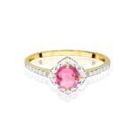 Inel Aur 14K cu Topaz Roz 0.60 ct si Diamante Naturale 0.13 ct - Imagine 2
