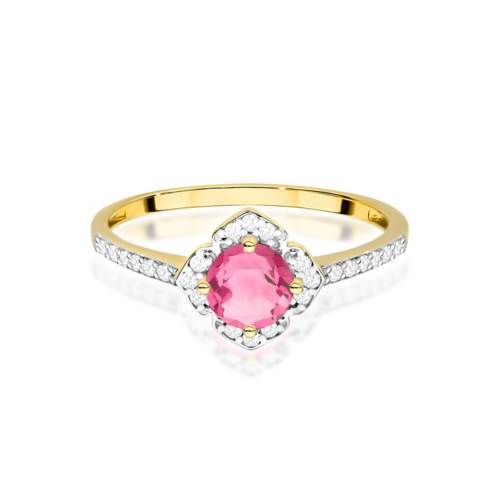 Inel Aur 14K cu Topaz Roz 0.60 ct si Diamante Naturale 0.13 ct - Imagine 2