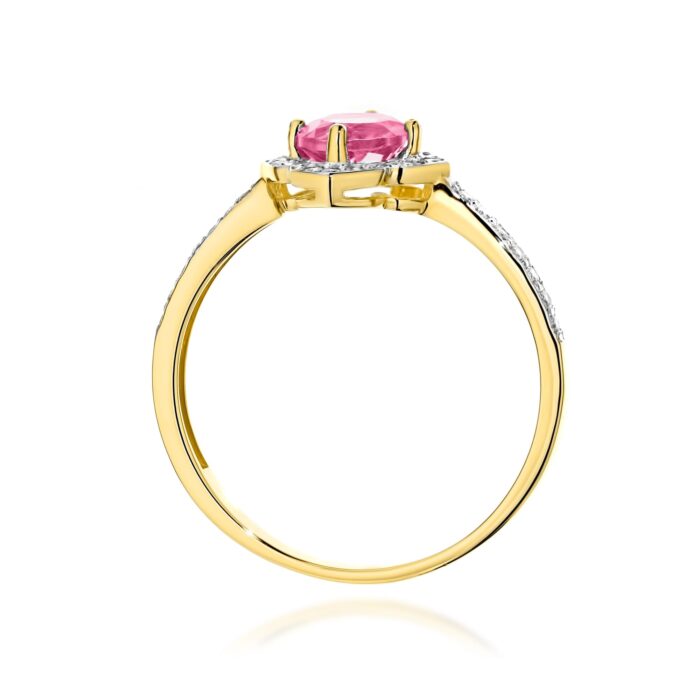 Inel Aur 14K cu Topaz Roz 0.60 ct si Diamante Naturale 0.13 ct - Imagine 3