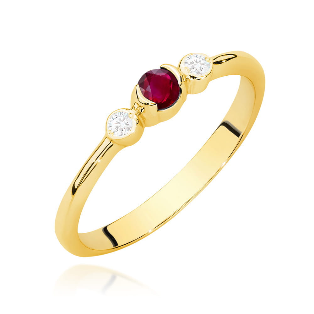 W0620.Z3.RUR_.01_1.jpg Inel Aur 14K cu Rubin 0.15 ct si Diamante Naturale 0.06 ct - Imagine 1