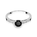 Inel Aur 14K cu Diamant Negru 0.50 ct si Diamante Laterale 0.05 ct - Imagine 10