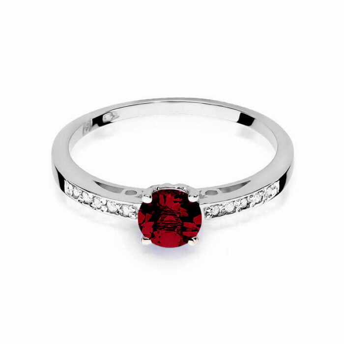 Inel Aur 14K cu Granat 0.60 ct si Diamante 0.05 ct - Imagine 10