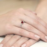 Inel Aur 14K cu Granat 0.60 ct si Diamante 0.05 ct - Imagine 12