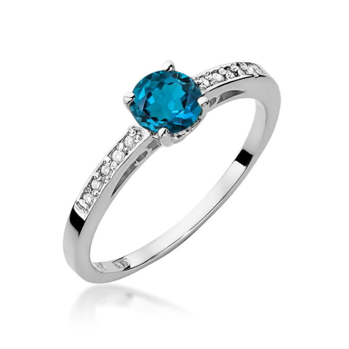 Inel Aur 14K cu Topaz London Blue 0.50 ct si Diamante 0.05 ct - Imagine 5