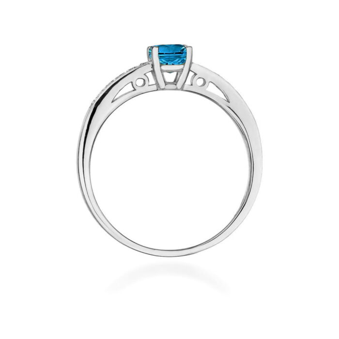 Inel Aur 14K cu Topaz London Blue 0.50 ct si Diamante 0.05 ct - Imagine 7