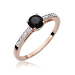 Inel Aur 14K cu Diamant Negru 0.50 ct si Diamante Laterale 0.05 ct - Imagine 5