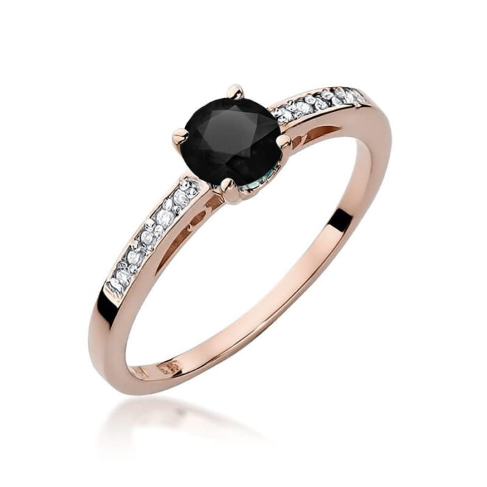 Inel Aur 14K cu Diamant Negru 0.50 ct si Diamante Laterale 0.05 ct - Imagine 5