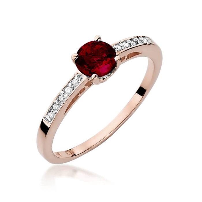 Inel Aur 14K cu Granat 0.60 ct si Diamante 0.05 ct - Imagine 5