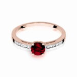 Inel Aur 14K cu Granat 0.60 ct si Diamante 0.05 ct - Imagine 6
