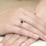Inel Aur 14K cu Granat 0.60 ct si Diamante 0.05 ct - Imagine 8