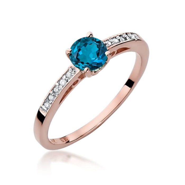 Inel Aur 14K cu Topaz London Blue 0.50 ct si Diamante 0.05 ct - Imagine 9
