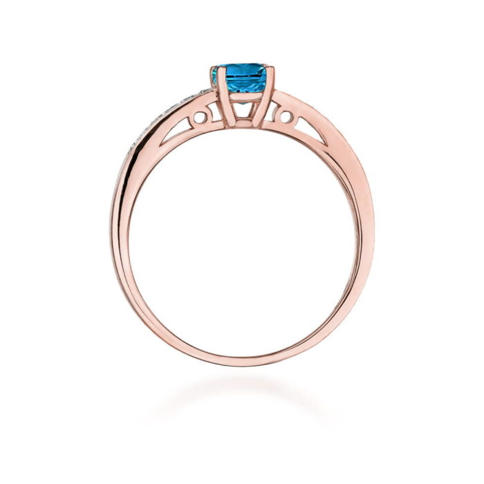Inel Aur 14K cu Topaz London Blue 0.50 ct si Diamante 0.05 ct - Imagine 11